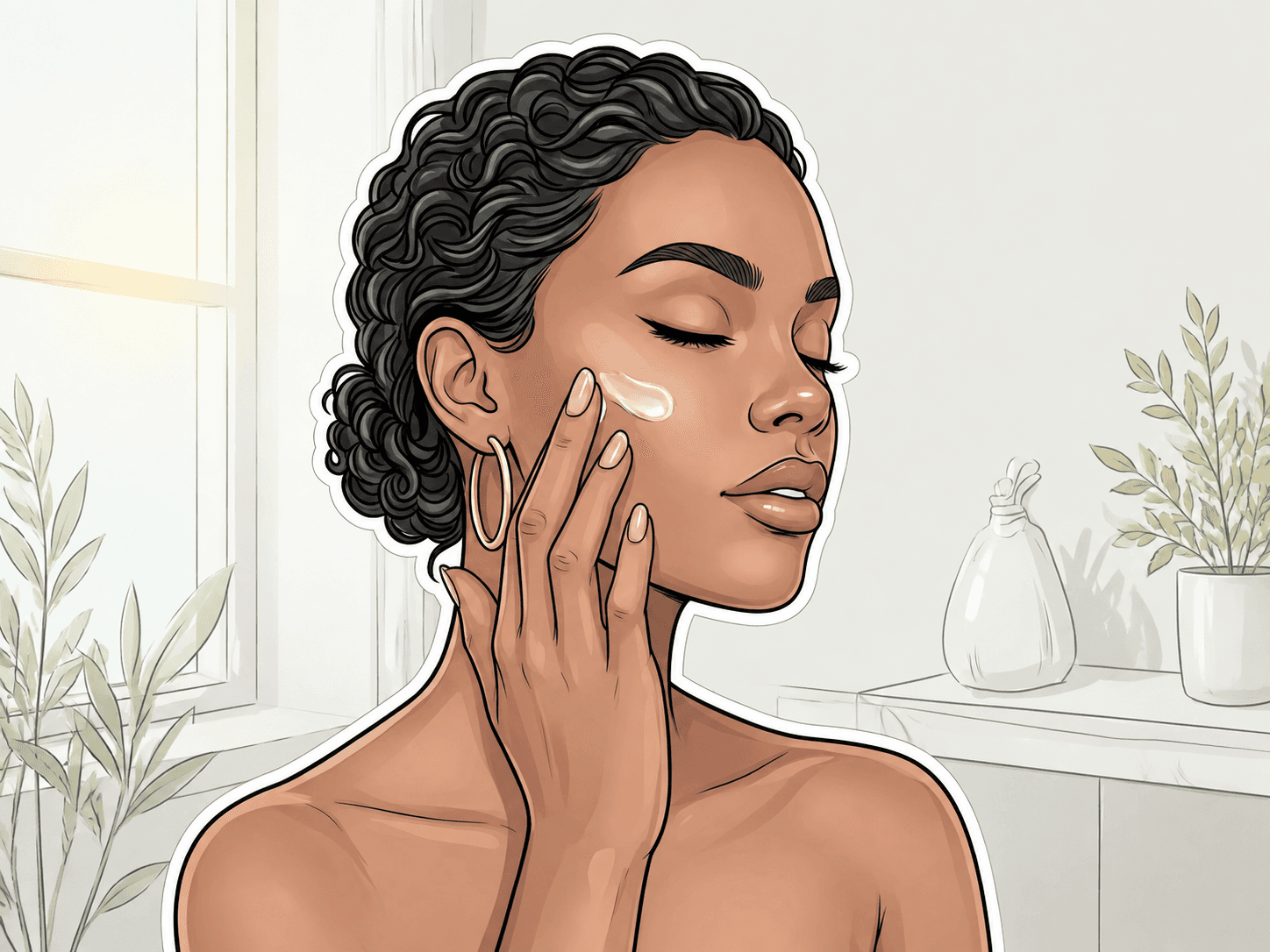 Femme appliquant une crème hydratante pour apaiser sa peau pendant les règles