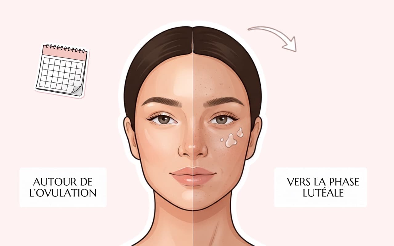 Évolution de la peau entre l’ovulation et la phase lutéale du cycle menstruel